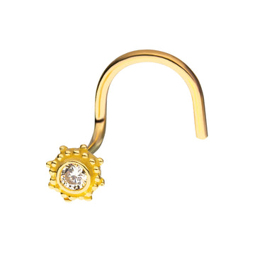 14kt Yellow Gold Sun Clear CZ Nose Screw