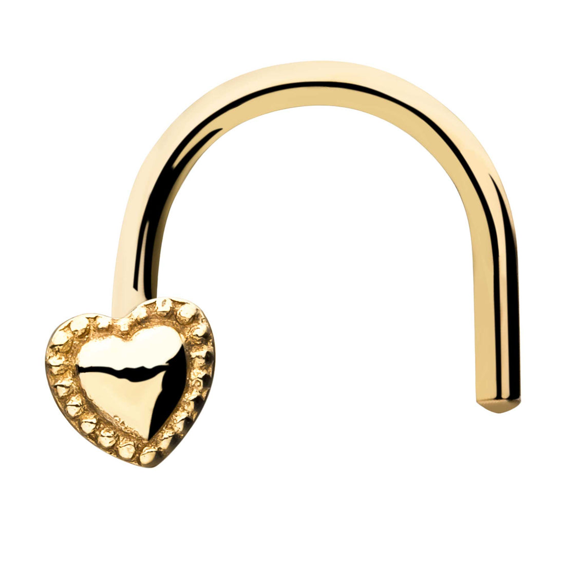 14kt Yellow Gold Heart Nose Screw