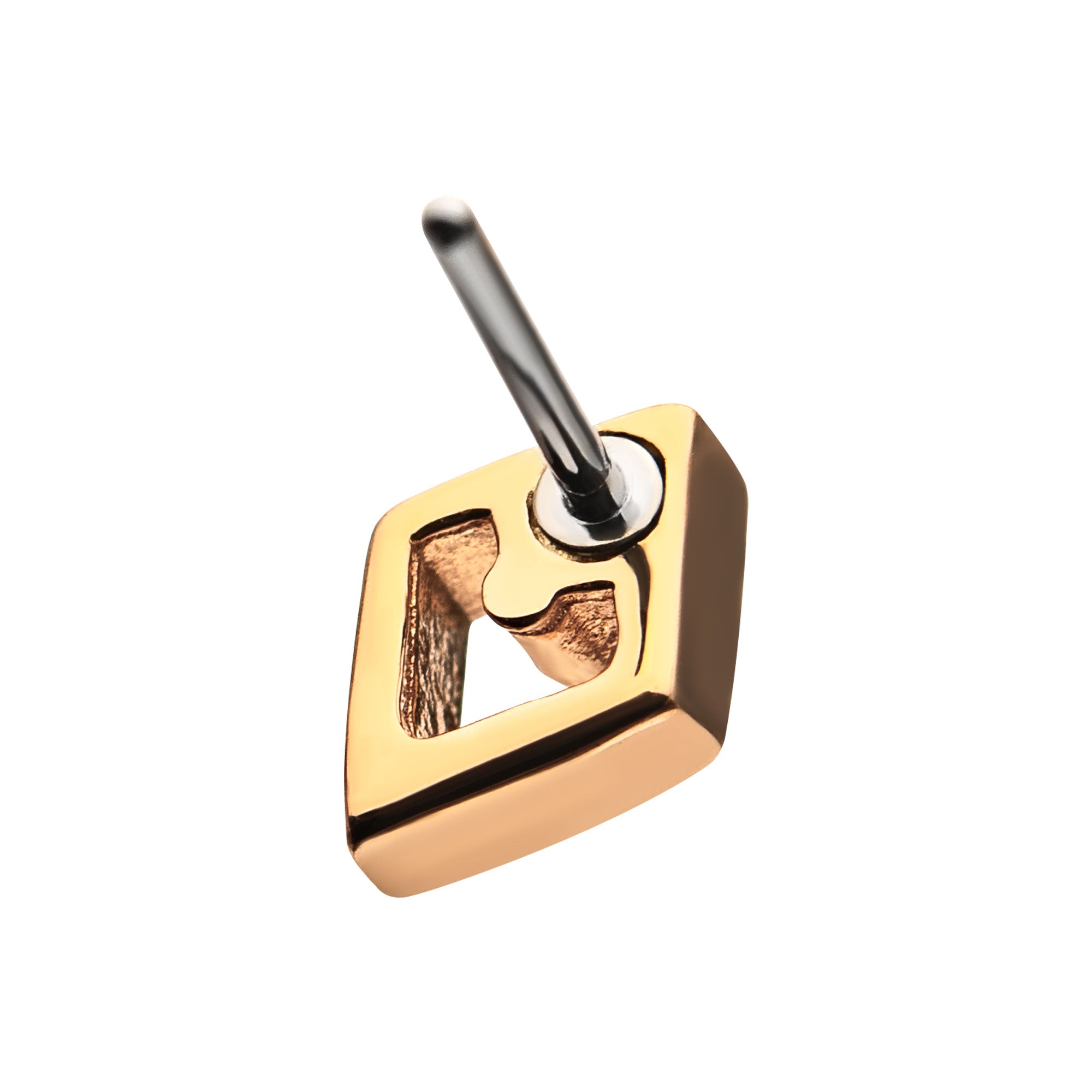 14kt Gold Threadless Diamond Clear CZ Top Rose Gold