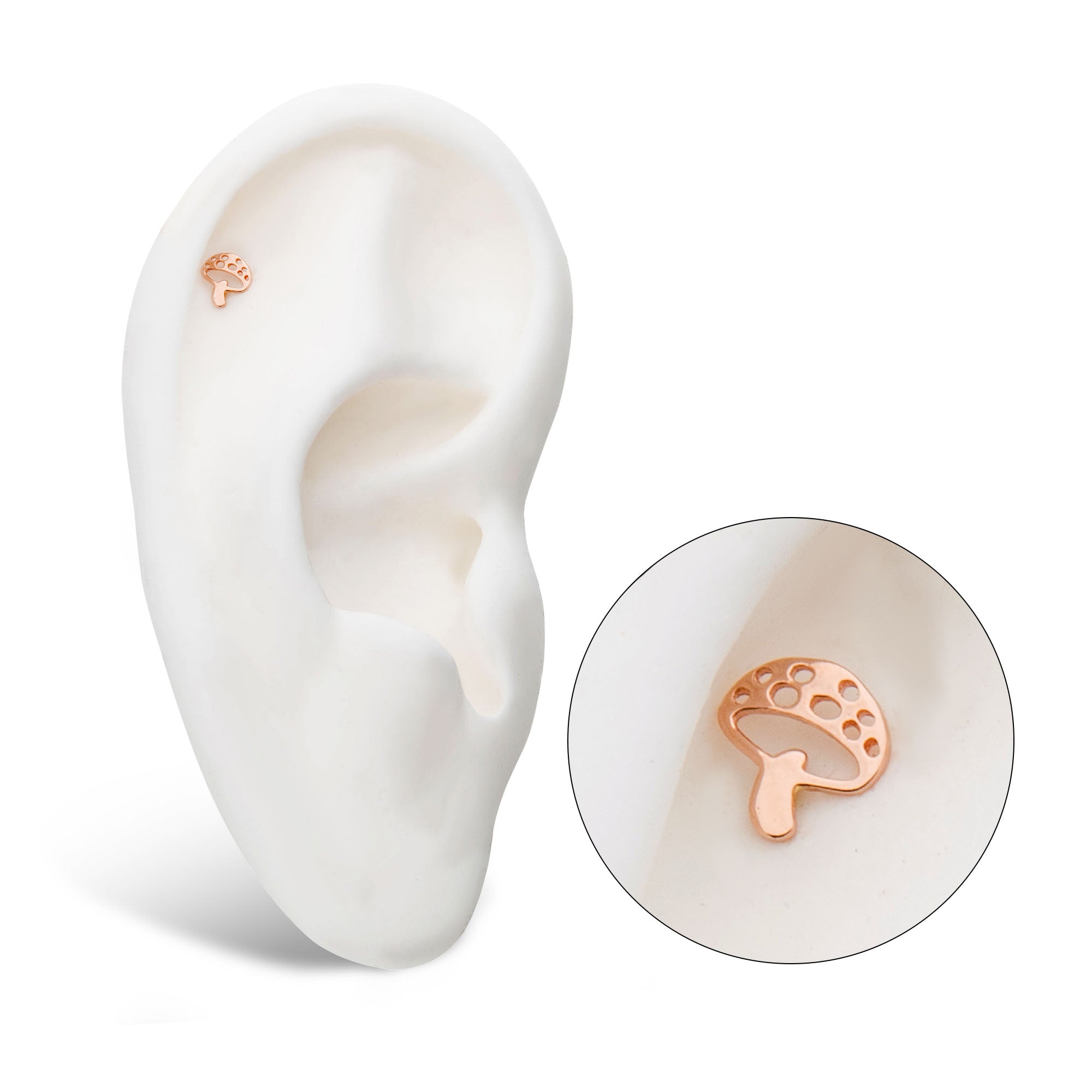 14Kt Rose Gold Threadless with Flat Mushroom Top