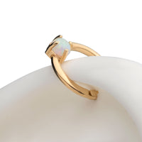 14kt Yellow Gold Prong White Synthetic Opal Front Facing Hinged Segment Clicker