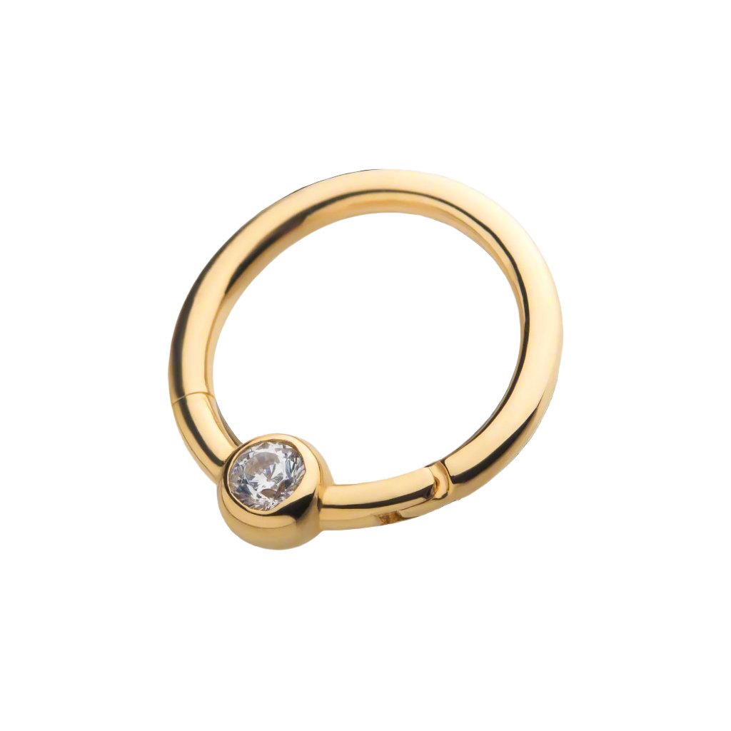 14kt Yellow Gold Clear CZ Front Facing Hinged Segment Clicker