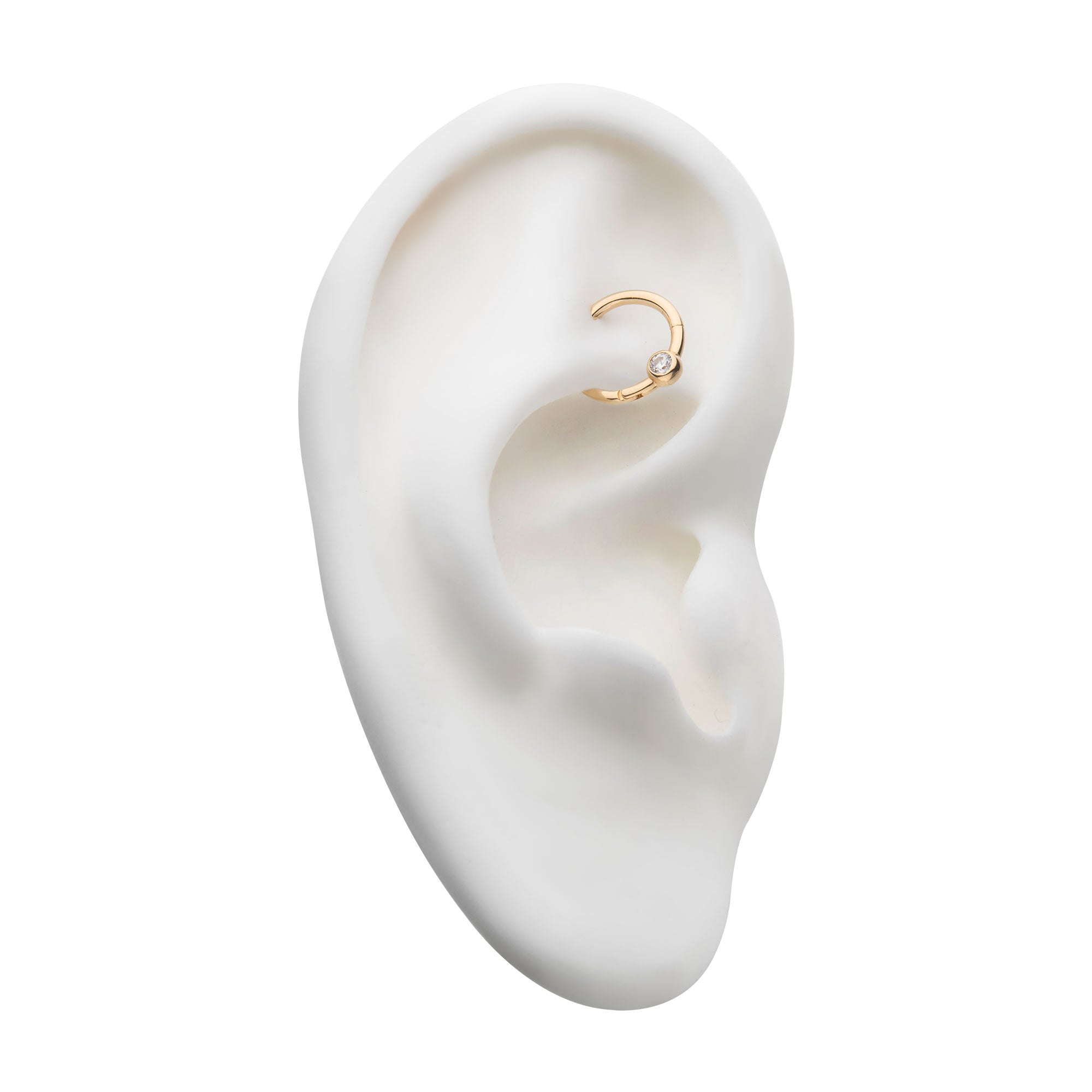 14kt Yellow Gold Clear CZ Front Facing Hinged Segment Clicker