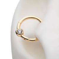 14kt Yellow Gold Clear CZ Front Facing Hinged Segment Clicker