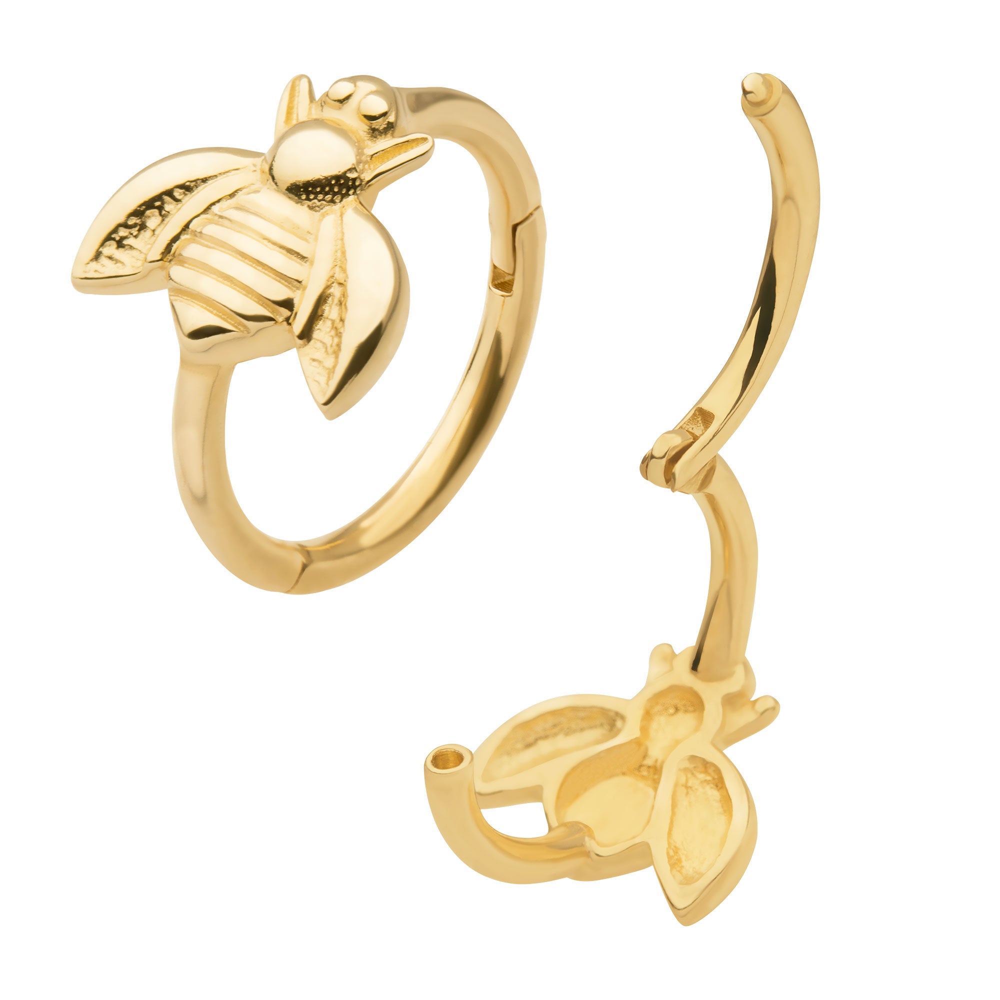 14kt Yellow Gold Honey Bee Side Facing Hinged Segment Clicker