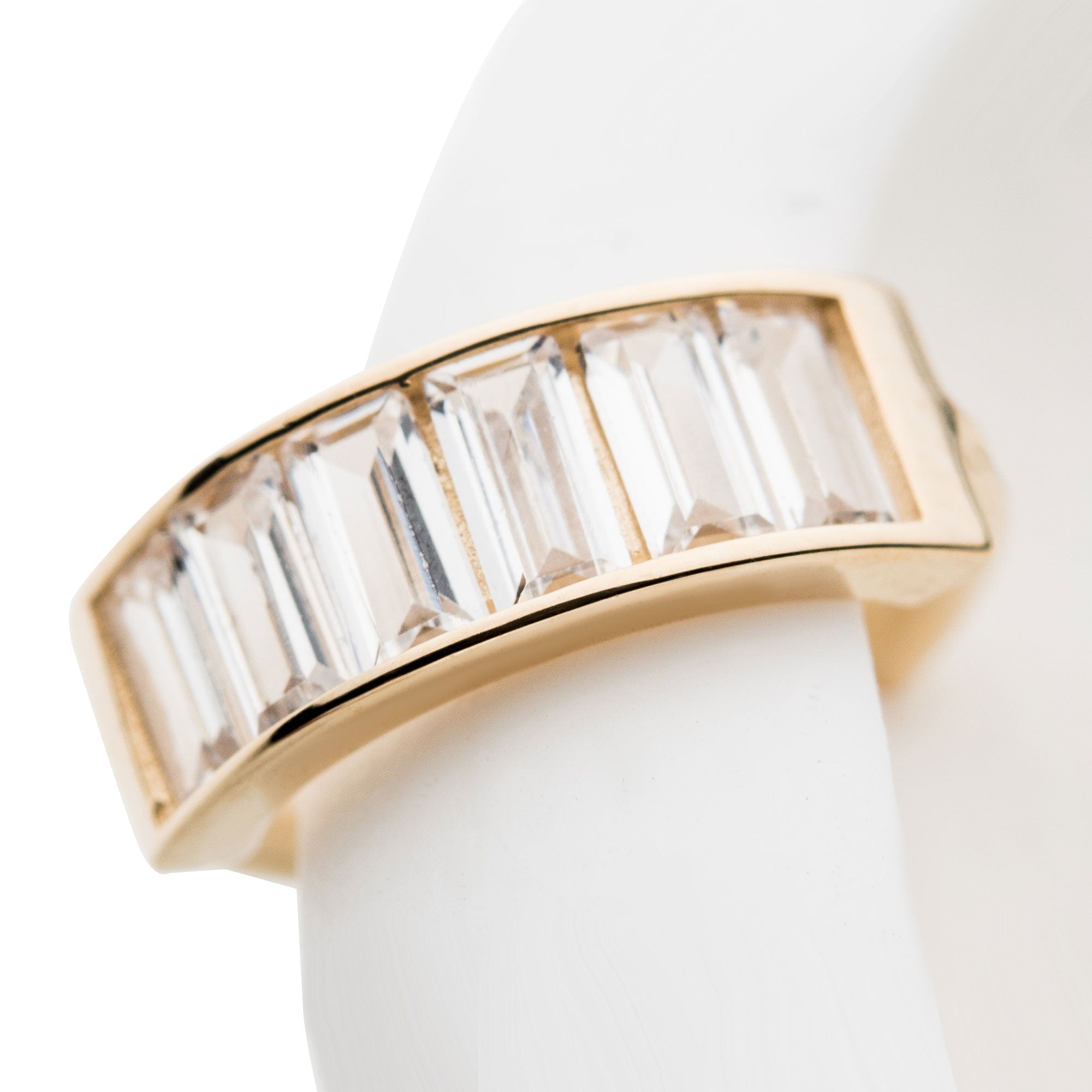 14kt Gold Baguette Clear CZ Side Facing Hinged Segment Clicker
