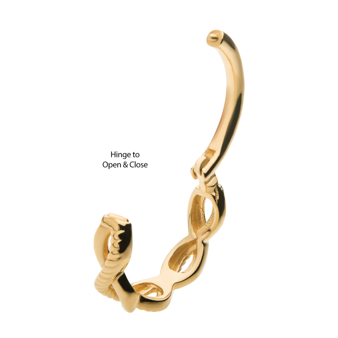 14kt Yellow Gold Double Twisted Side Facing Hinged Segment Clicker