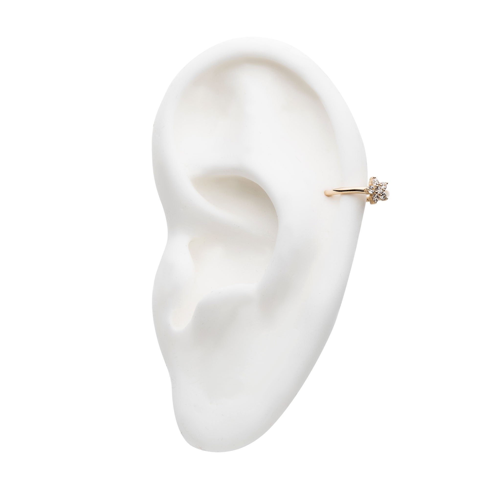 14kt Gold Centered Prong CZ Flower Side Facing Hinged Segment Clicker