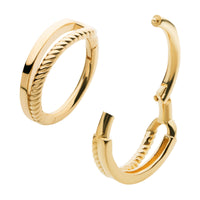 14kt Yellow Gold with Double Bar Half-Twisted Side Facing Hinged Segment Clicker