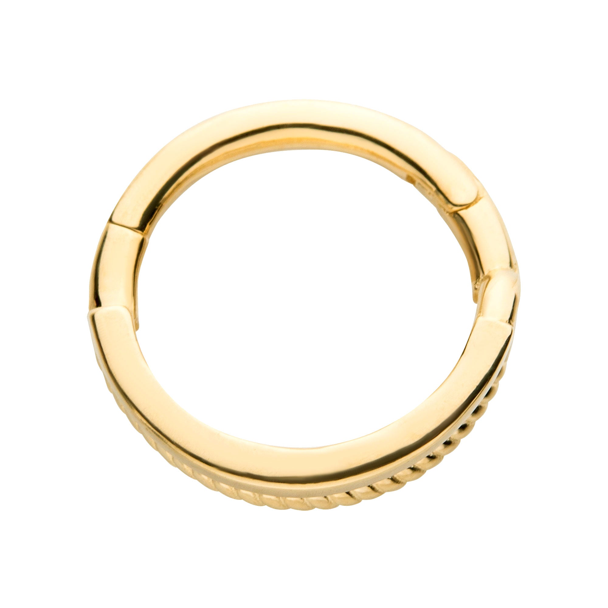 14kt Yellow Gold with Double Bar Half-Twisted Side Facing Hinged Segment Clicker