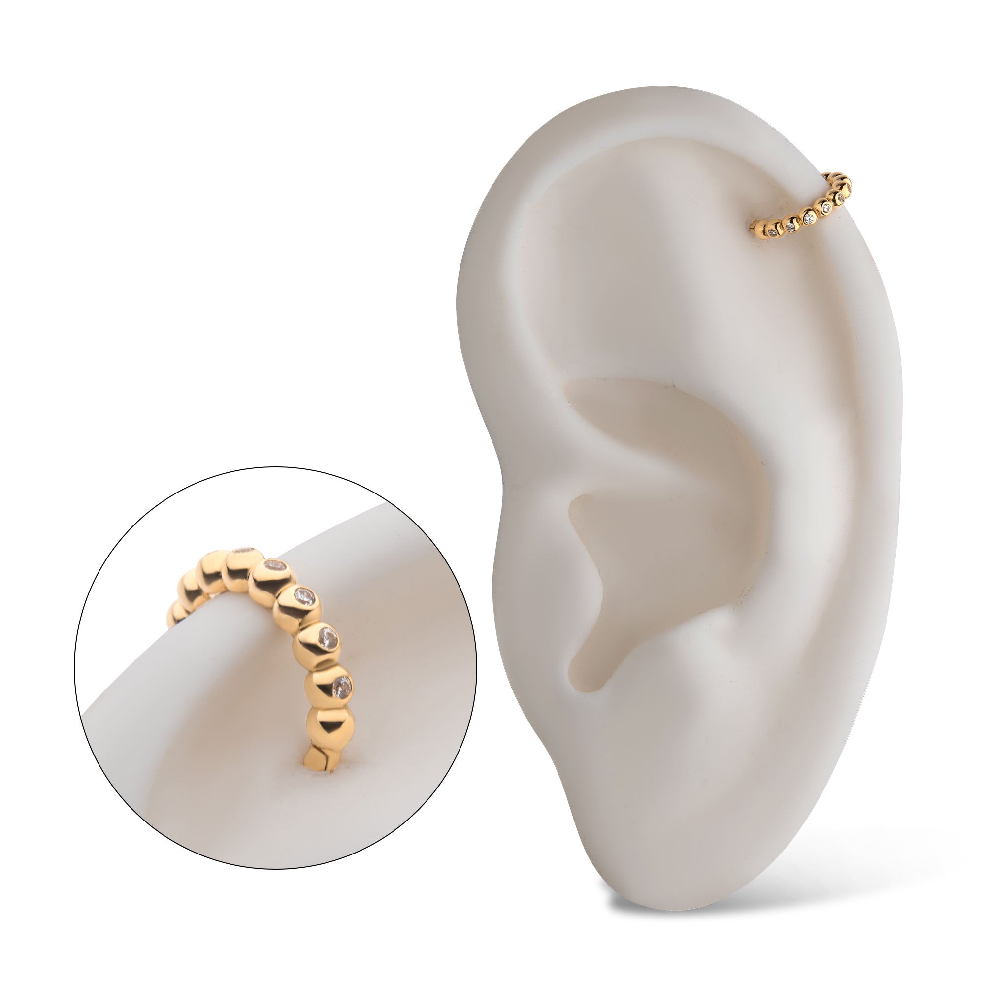 14kt Yellow Gold Bezel CZ Side Facing Hinged Segment Clicker