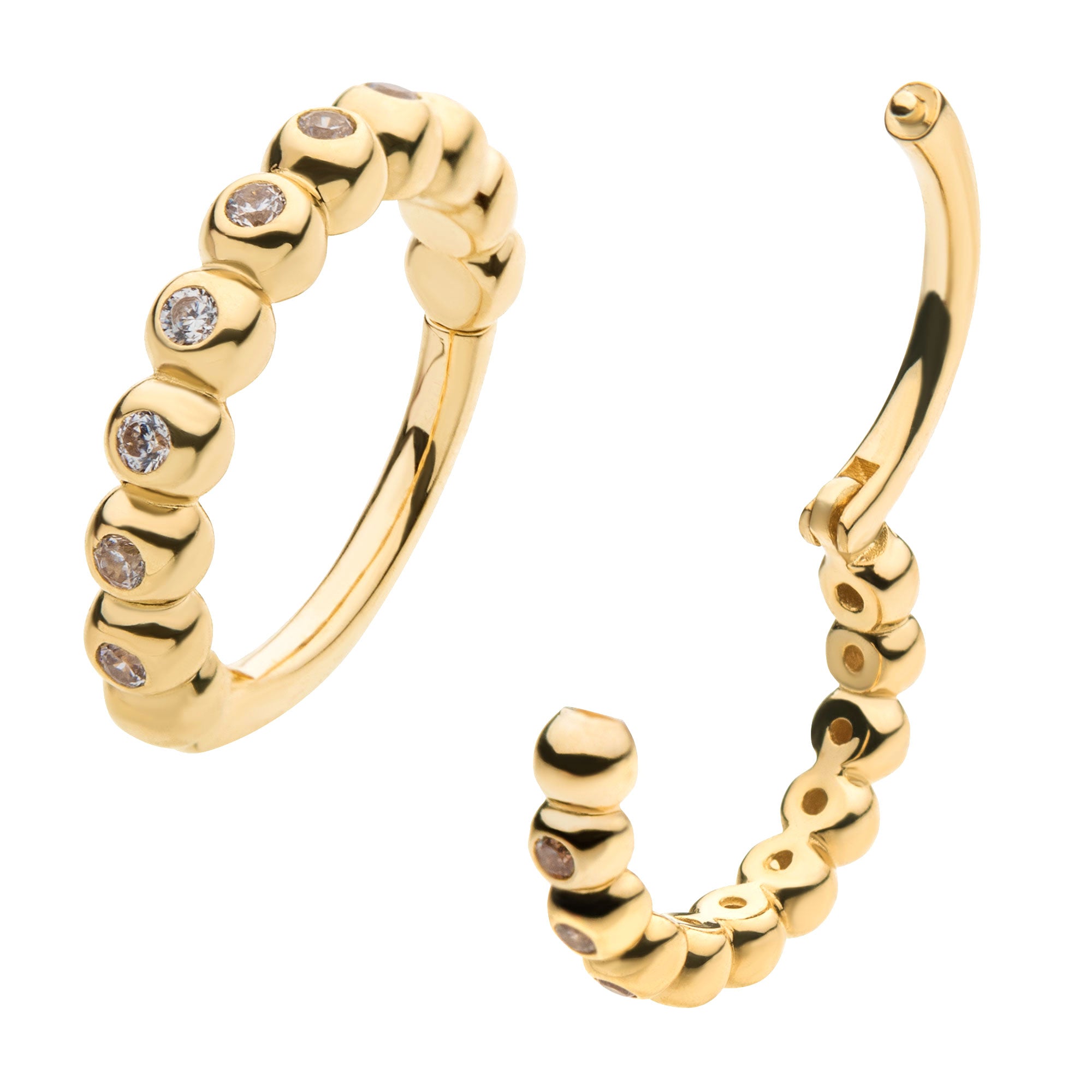 14kt Yellow Gold Bezel CZ Side Facing Hinged Segment Clicker