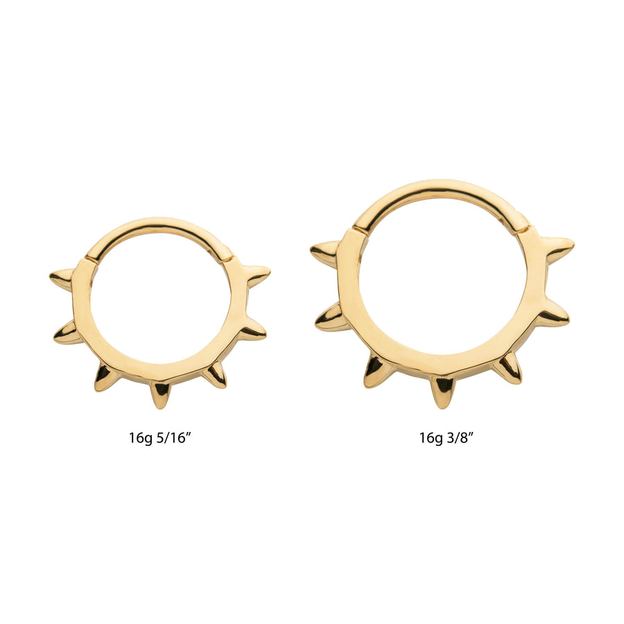 14kt Yellow Gold Spike Edge Front Facing Hinged Segment Clicker