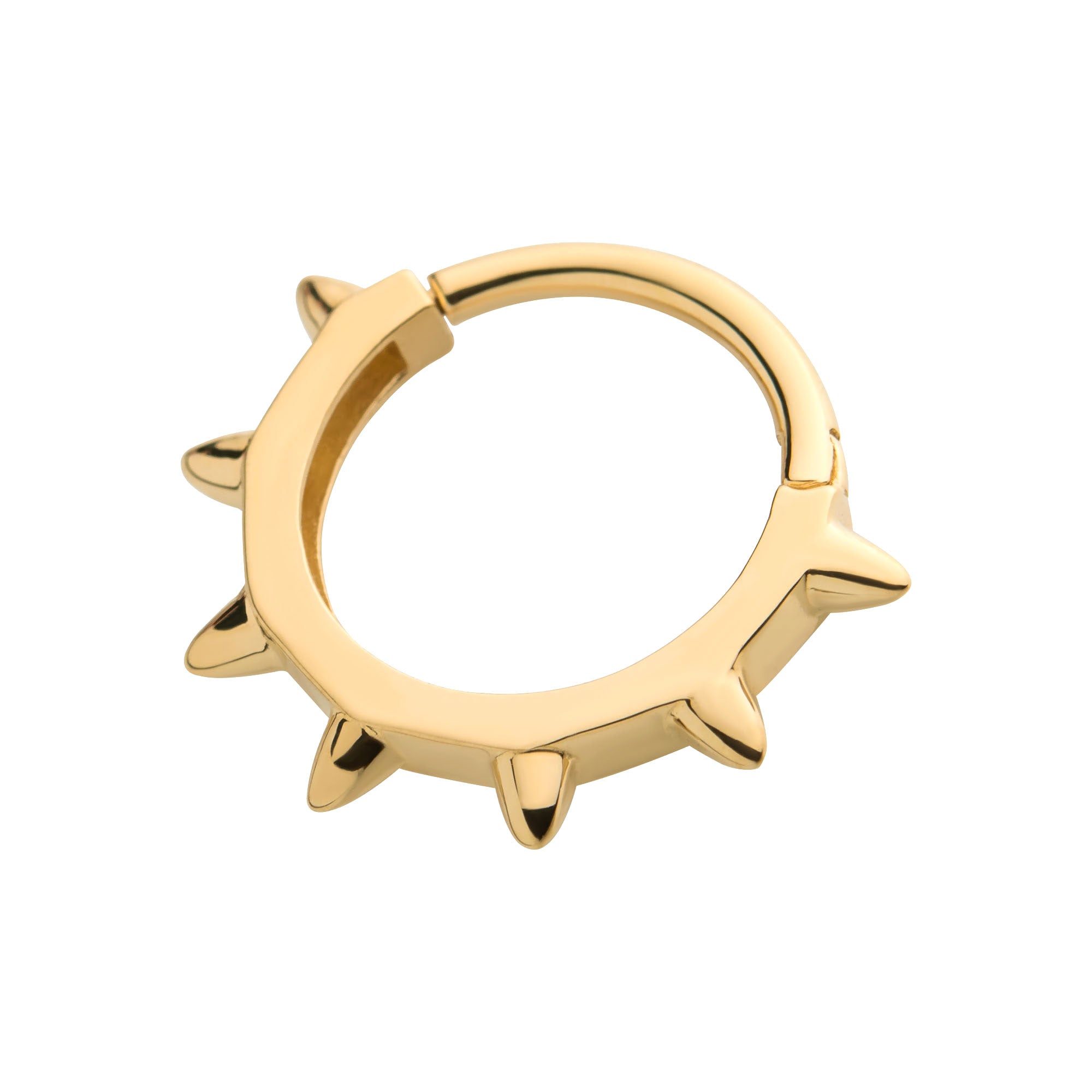 14kt Yellow Gold Spike Edge Front Facing Hinged Segment Clicker