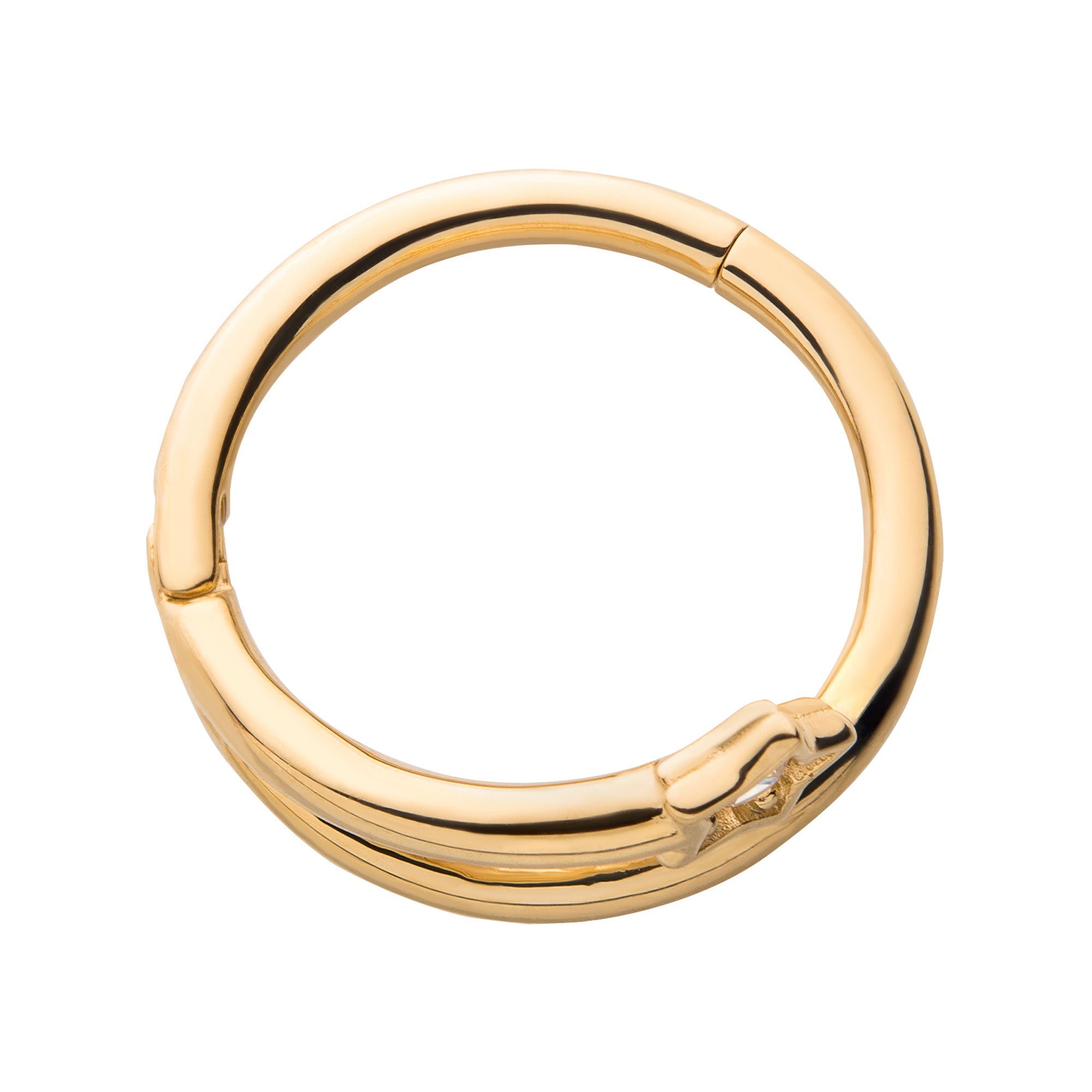 14kt Yellow Gold Clear CZ Star Side Facing Hinged Segment Clicker
