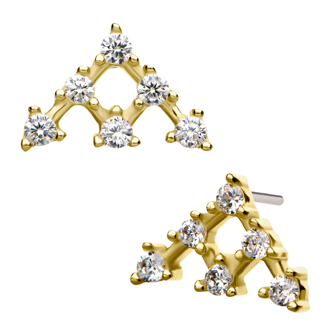 14kt Yellow Gold Threadless Crown Set Multi-Clear CZ Top