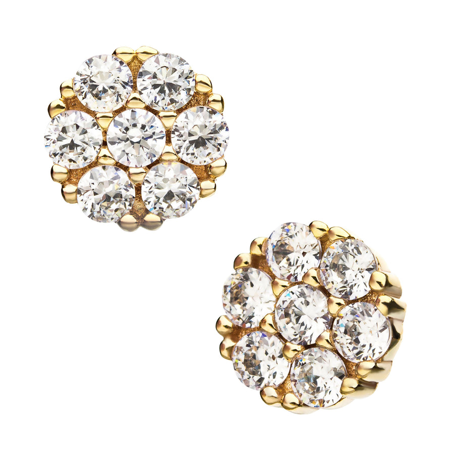 14kt Yellow Gold Threadless Prong Set 2mm Multi-Clear CZ Round Top