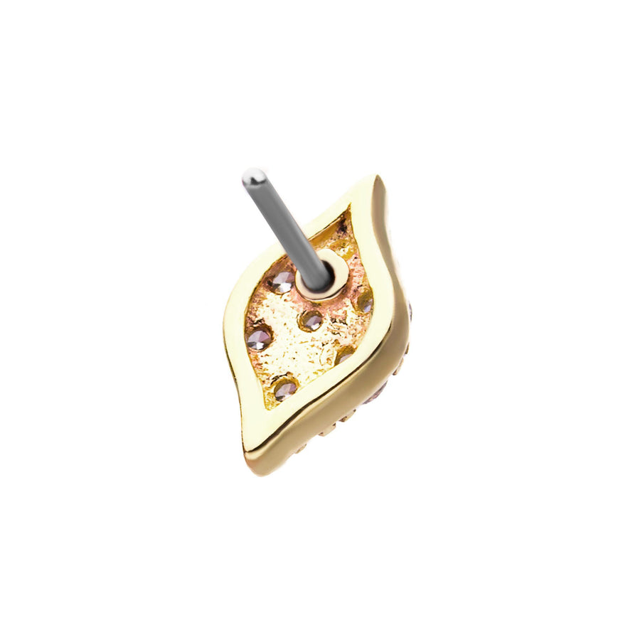 14kt Yellow Gold Threadless Prong Set Multi-Clear CZ Diamond Shape Top