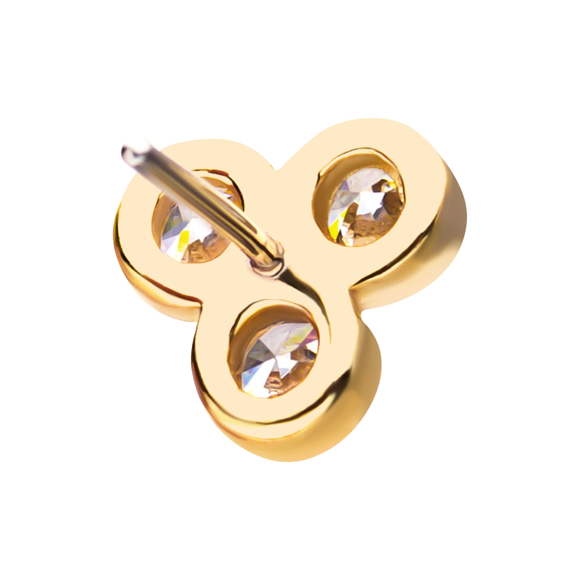 14kt Yellow Gold Threadless with 2mm Bezel Set Clear CZ Trinity Top