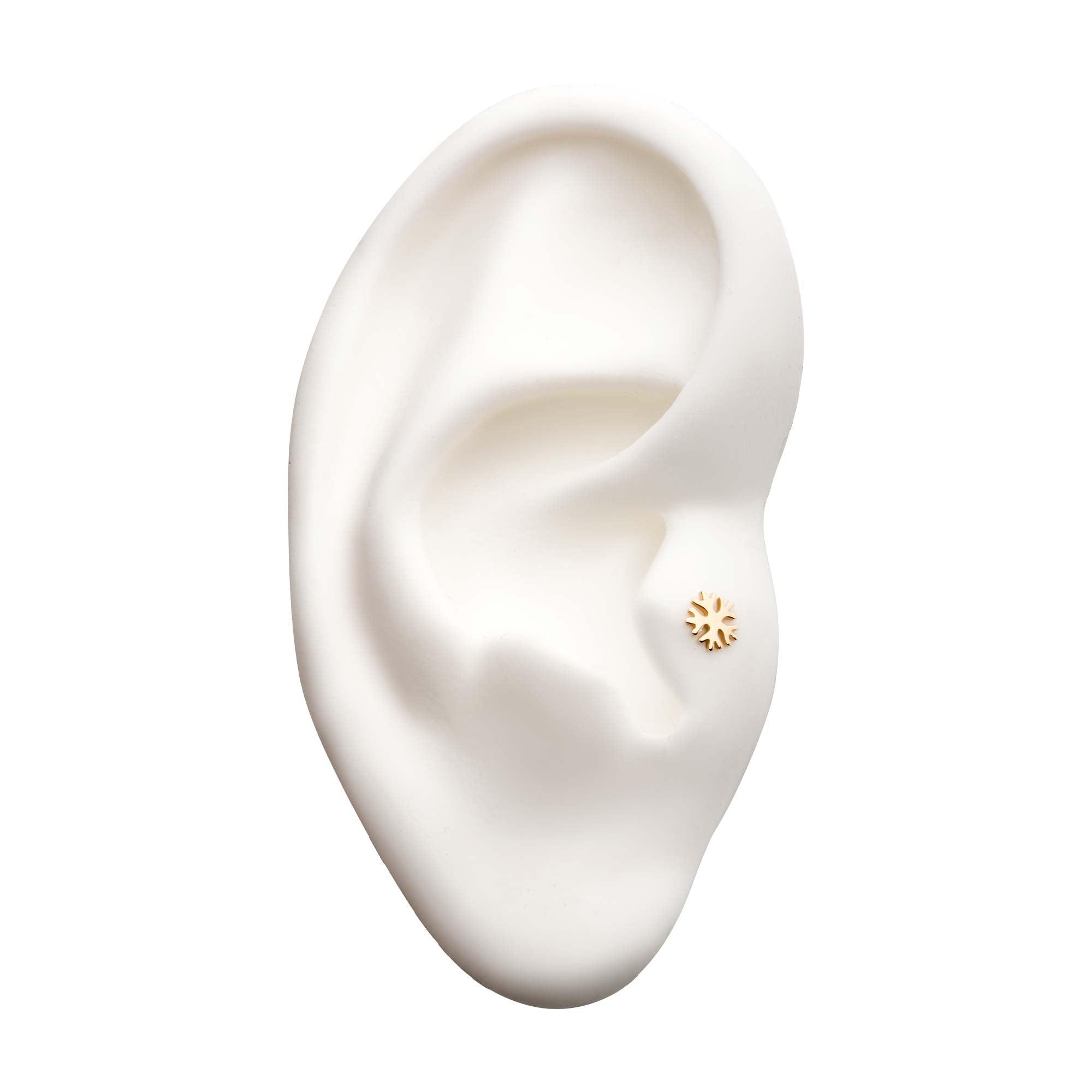 14kt Gold Threadless Snowflake Top Yellow Gold