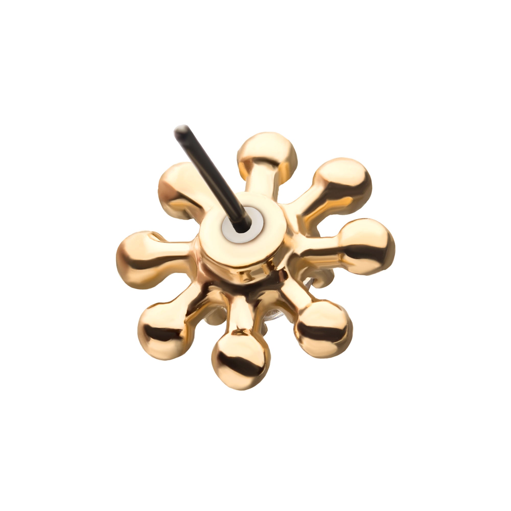 14Kt Yellow Gold Threadless with Clear Gem Sun Bead Top