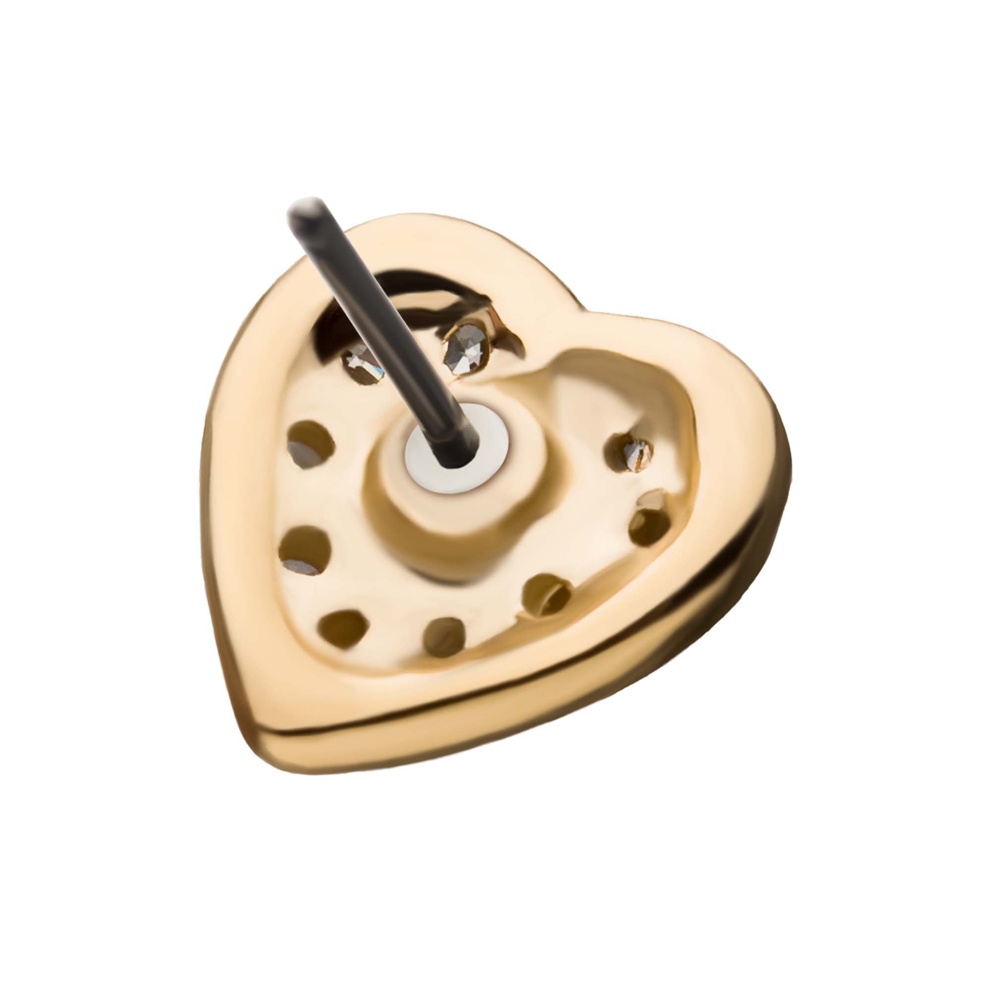 14kt Yellow Gold Threadless Multi-Clear CZ Heart Top