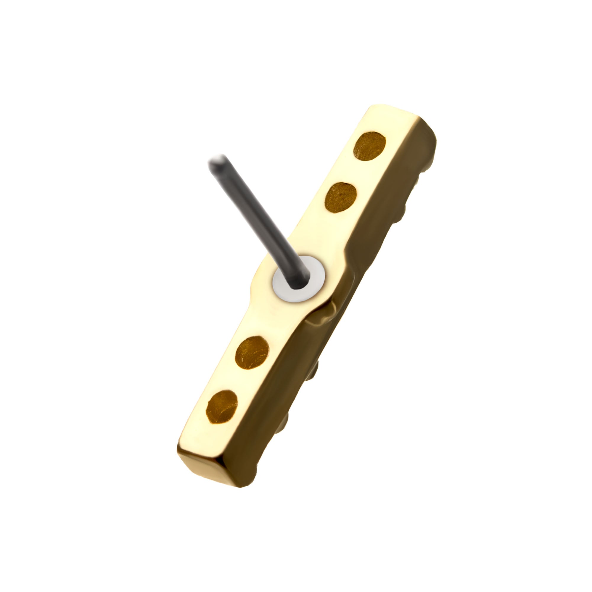 14kt Yellow Gold Threadless 6-Clear CZ Bar Top