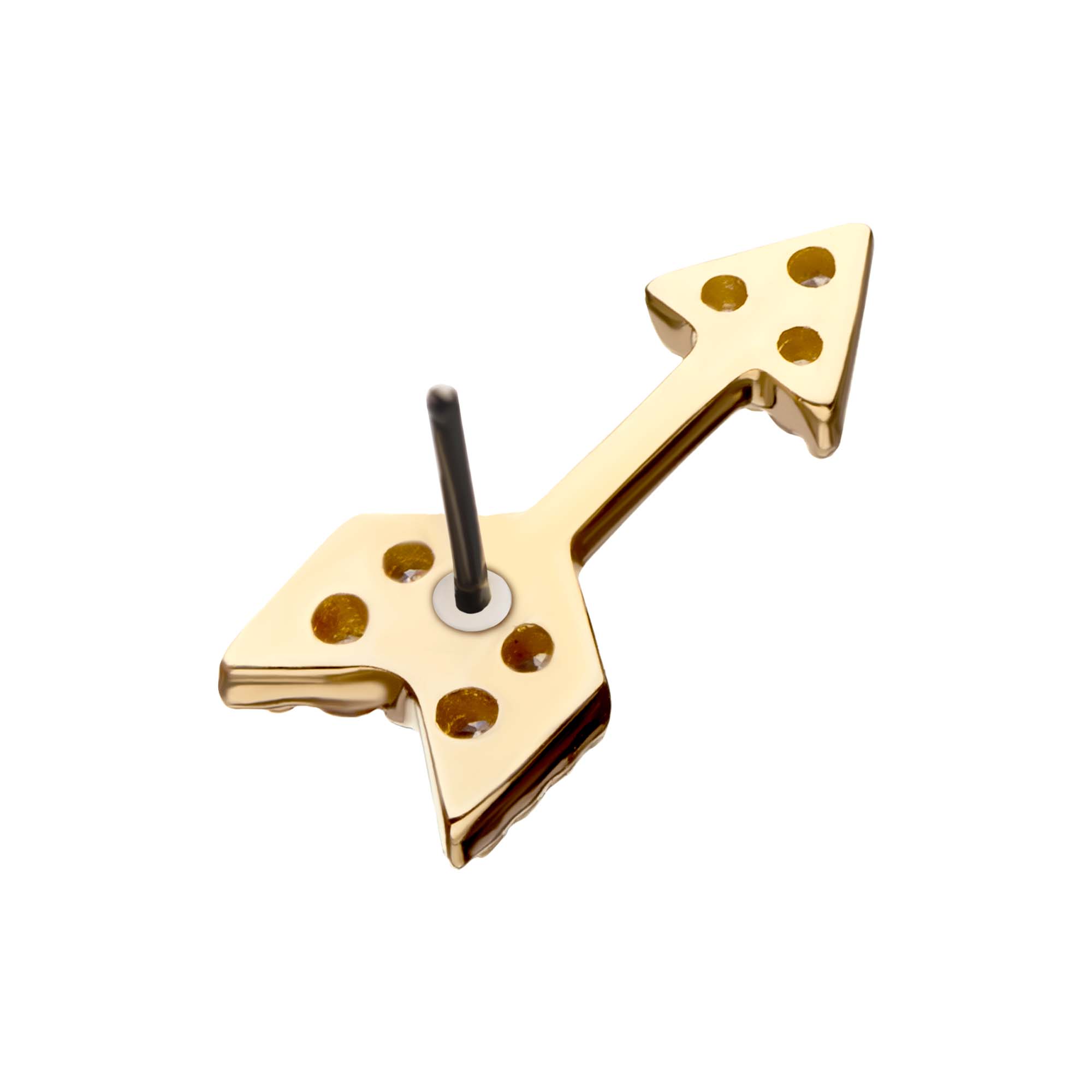 14kt Yellow Gold Threadless Multi-Clear CZ Arrow Top