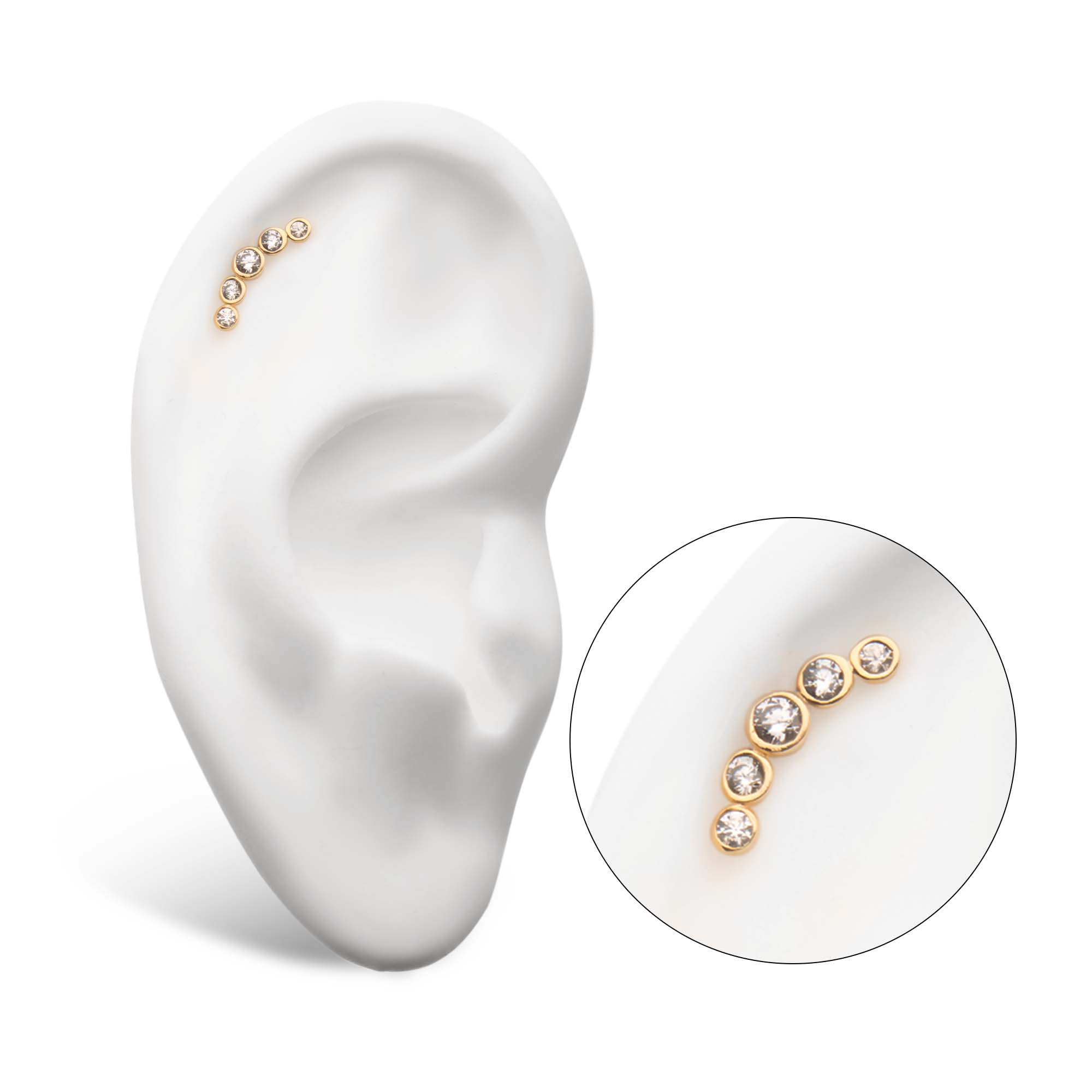 14kt Yellow Gold Threadless 5-Clear Gem Cluster Top