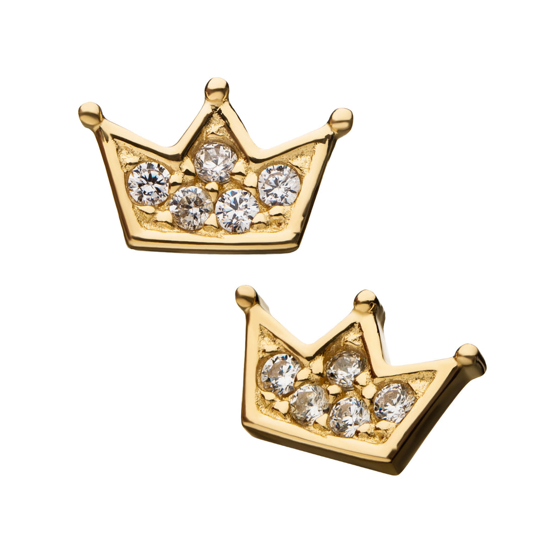 14Kt Yellow Gold Threadless with Clear Gem Crown Top