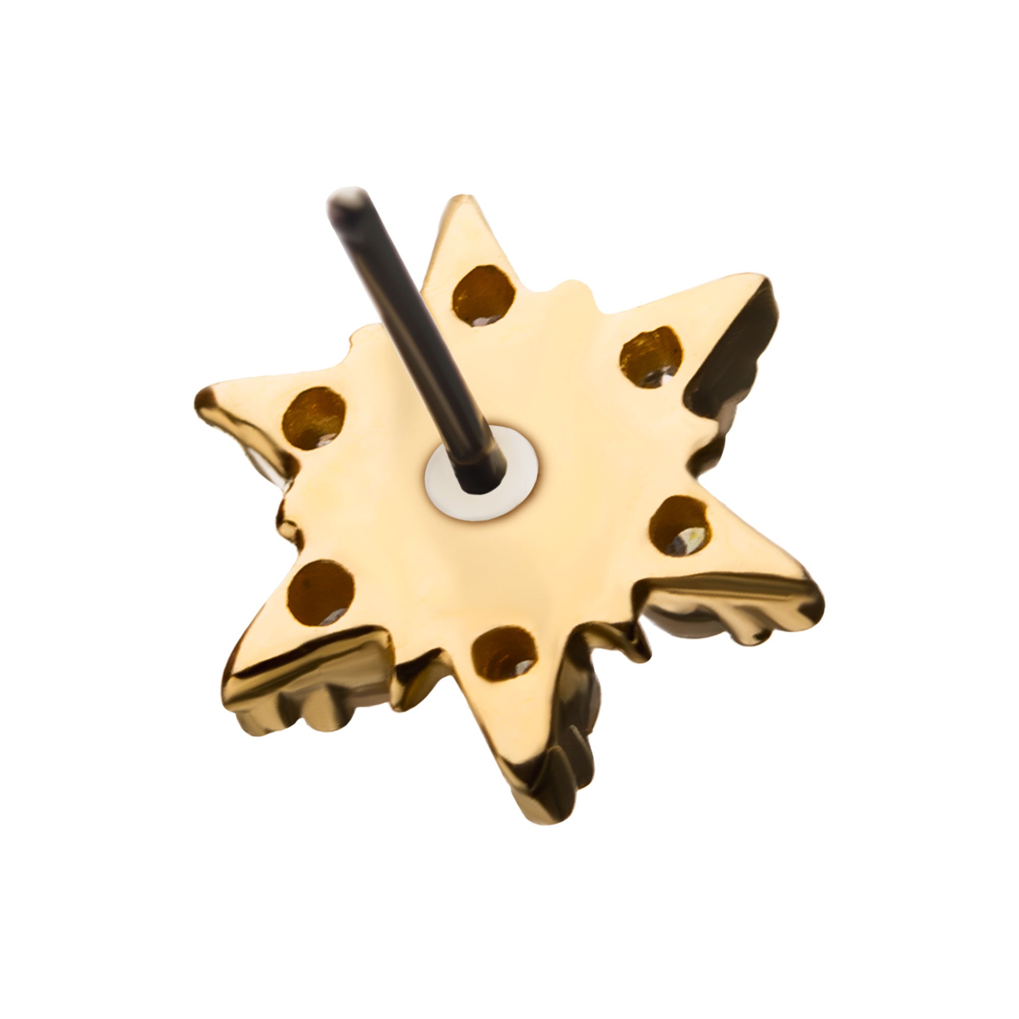 14kt Yellow Gold Threadless Clear CZ and White Synthetic Opal 6-Point Star Top