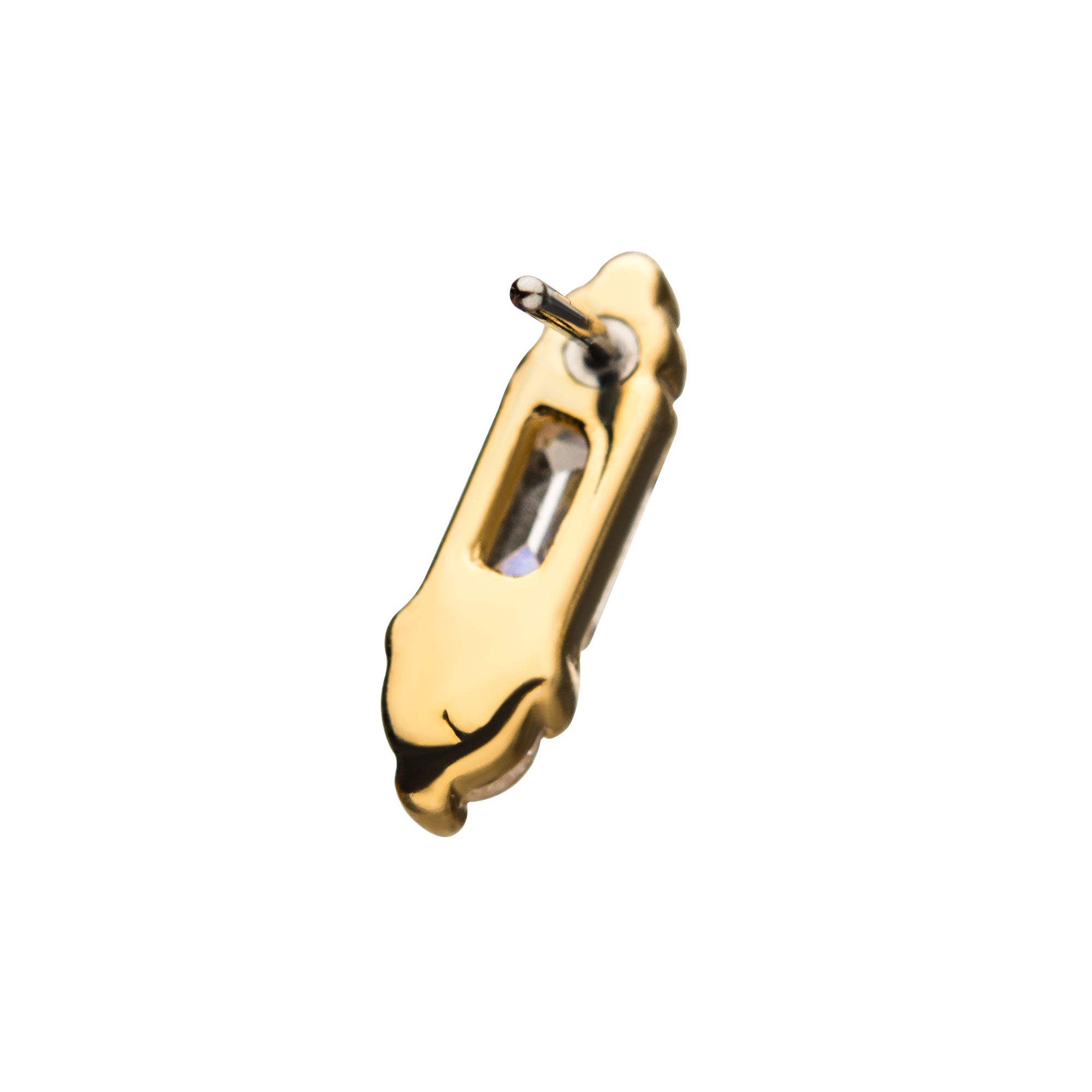 14kt Yellow Gold Threadless 8mm Dual Clear Gem Top