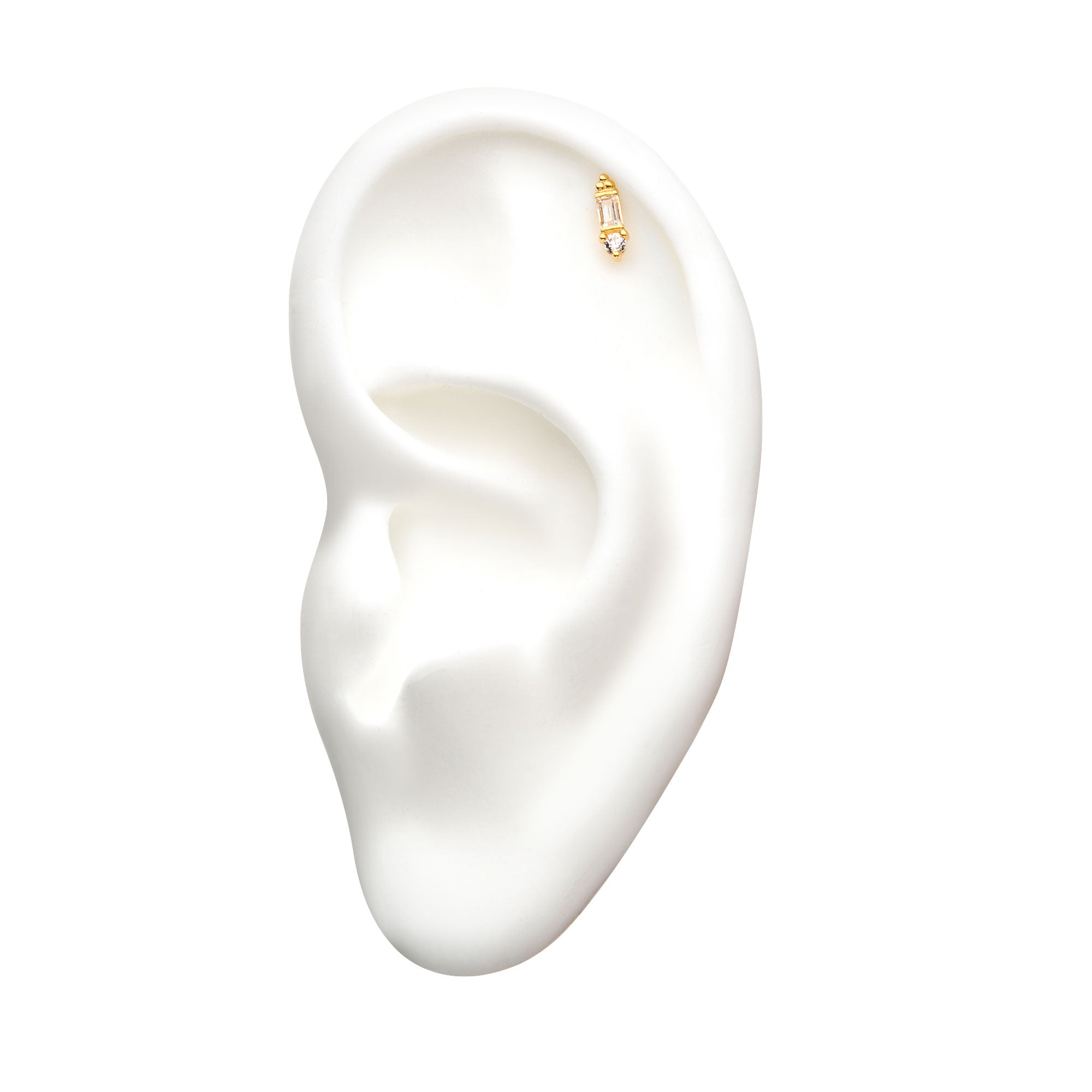 14kt Yellow Gold Threadless 8mm Dual Clear Gem Top