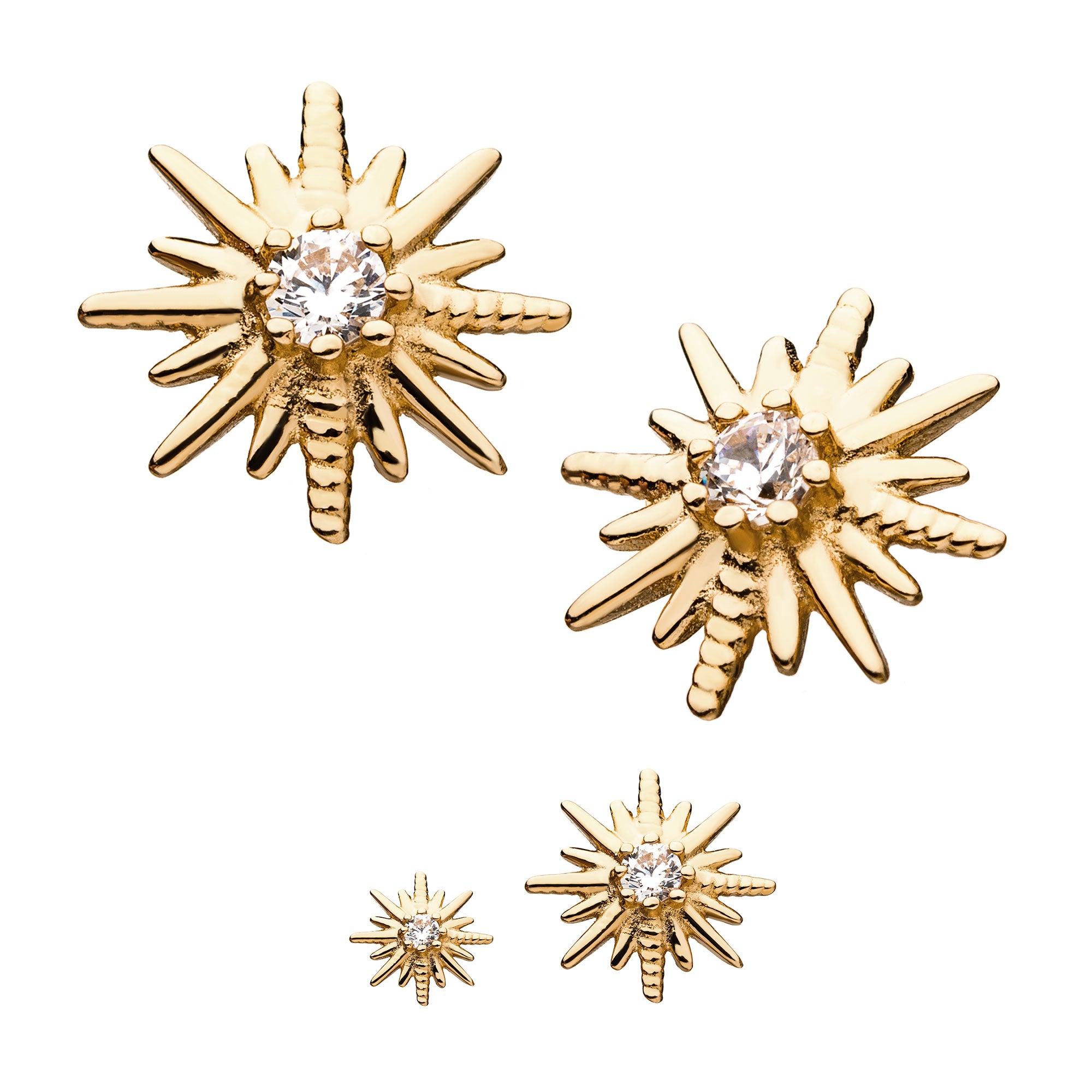 14kt Yellow Gold Threadless Star Clear CZ Top