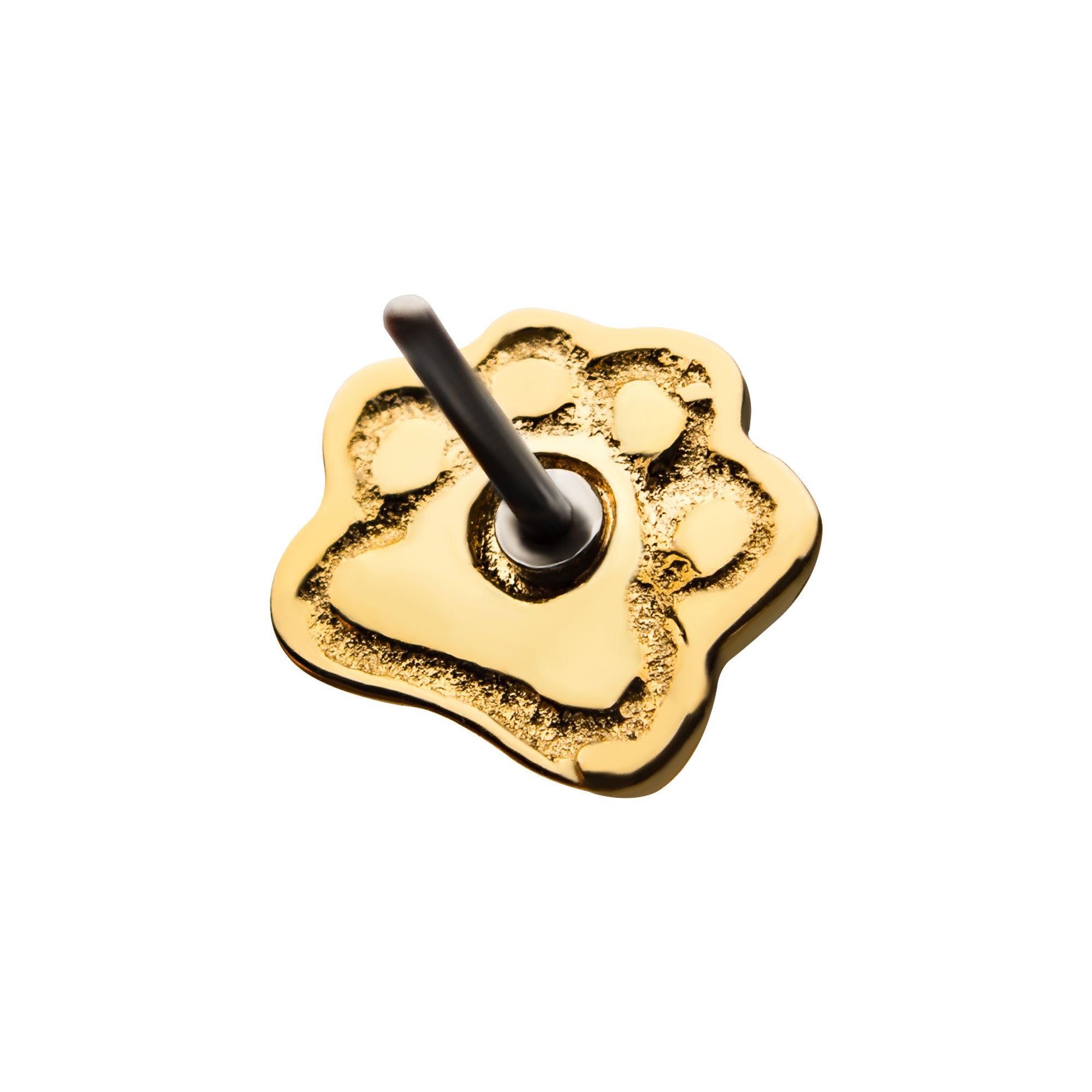 14kt Yellow Gold Threadless White Enamel Dog Paw Top