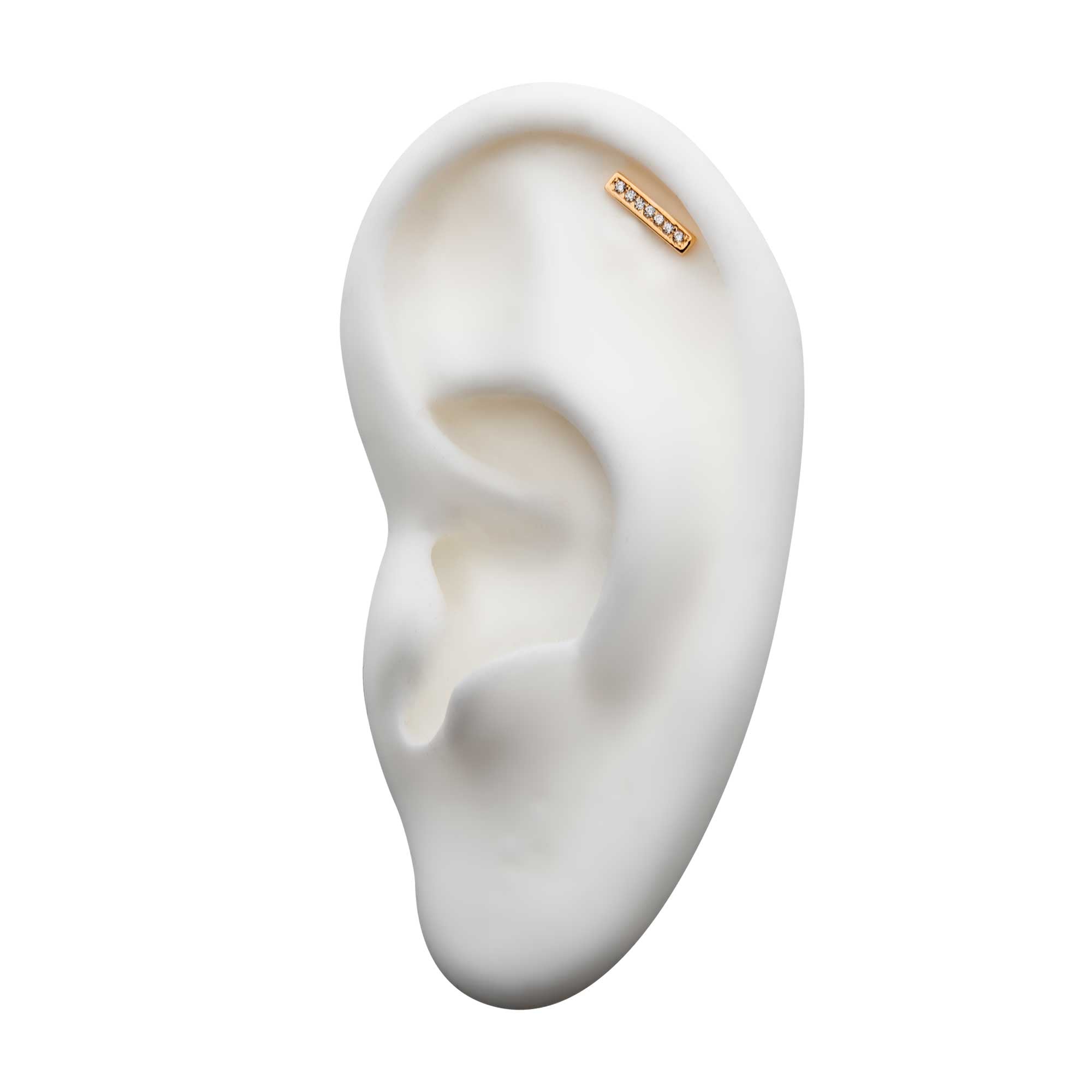 14kt Yellow Gold Threadless Prong Set CZ 7-Cluster Bar Top Clear