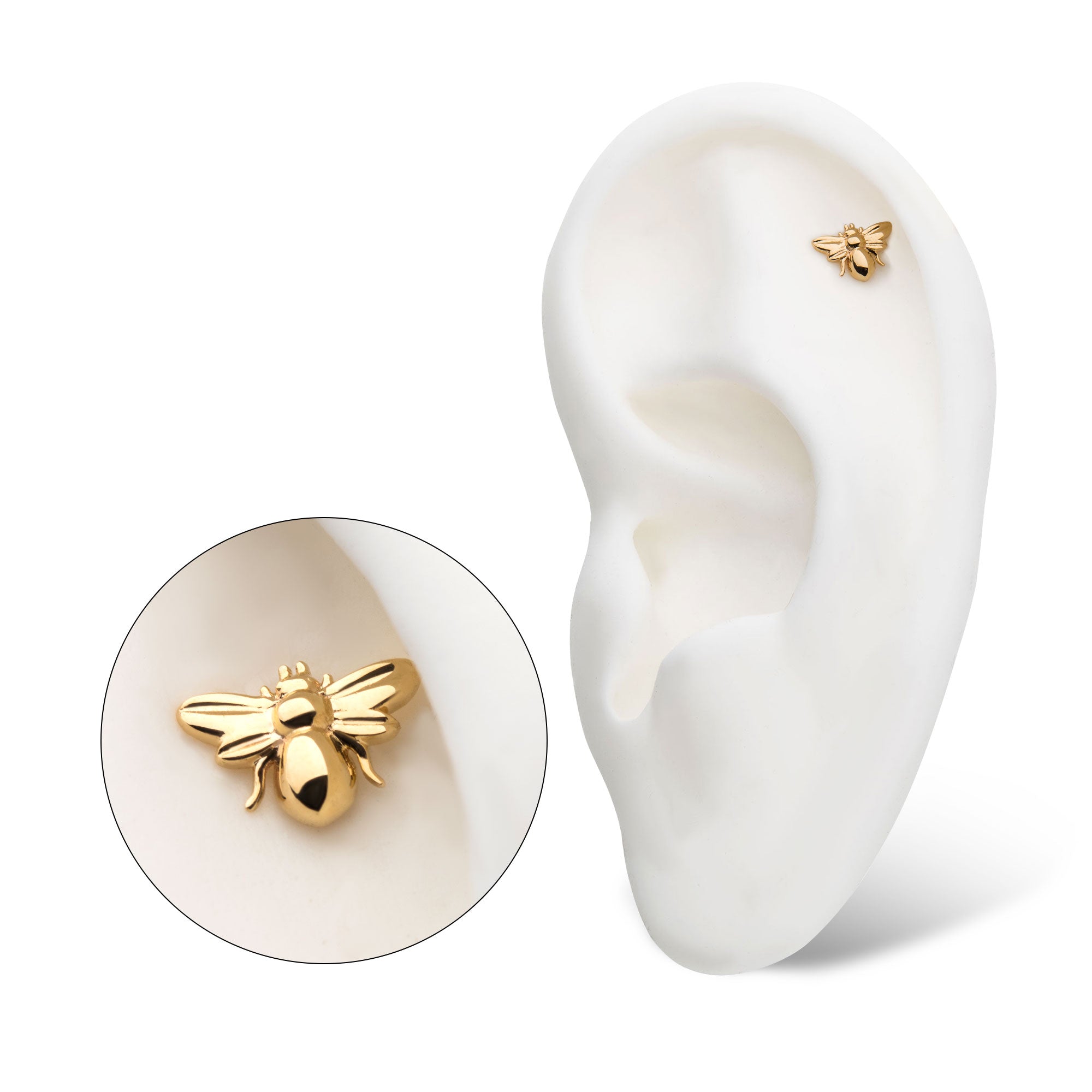 14kt Gold Threadless Bee Top