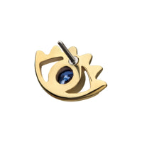 14kt Yellow Gold Threadless Open Eye Outline with Blue CZ Top