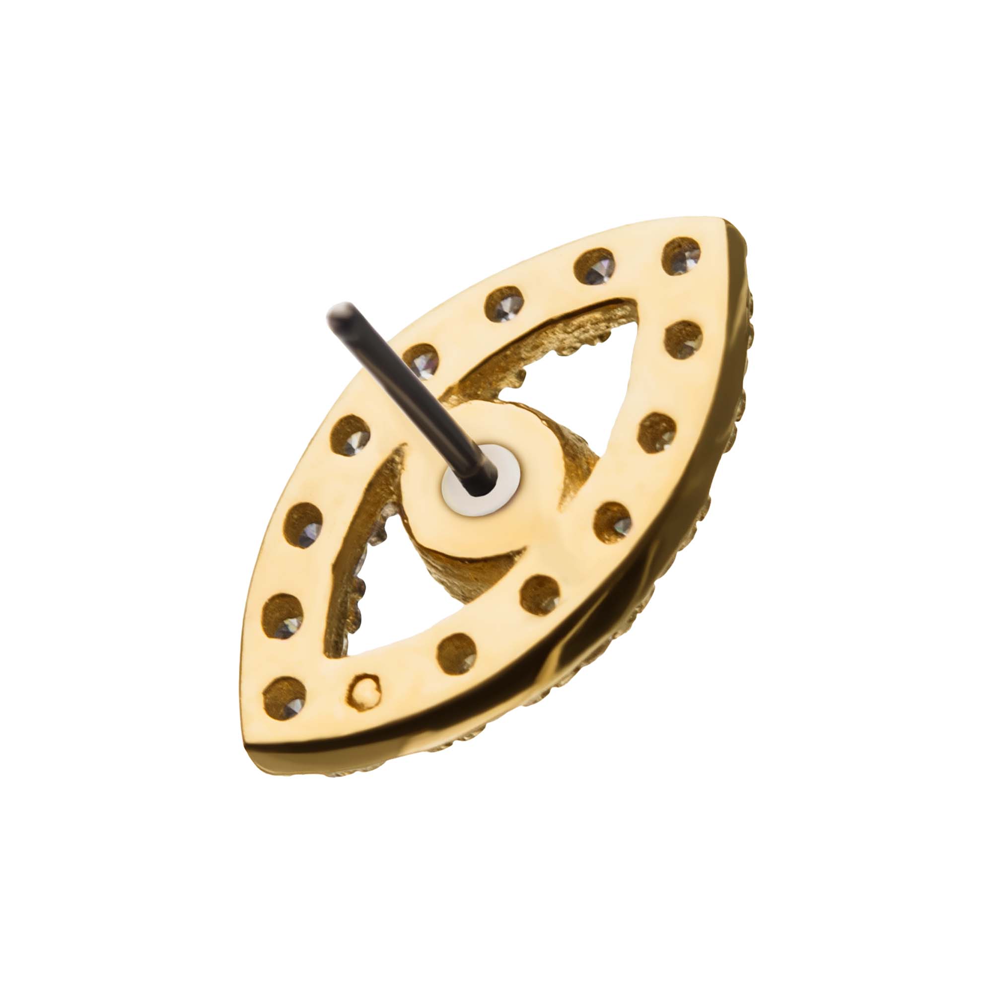 14kt Yellow Gold Threadless Multi-Clear Gem Eye Top