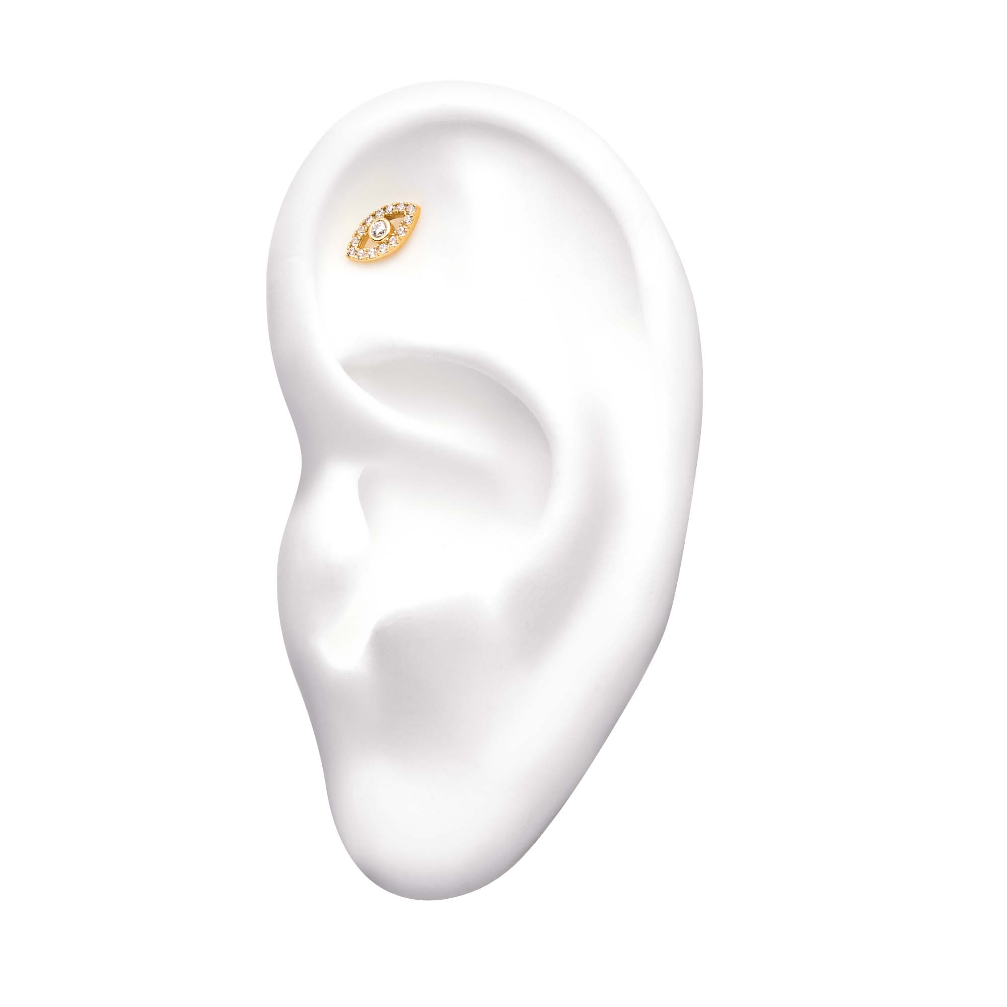 14kt Yellow Gold Threadless Multi-Clear Gem Eye Top