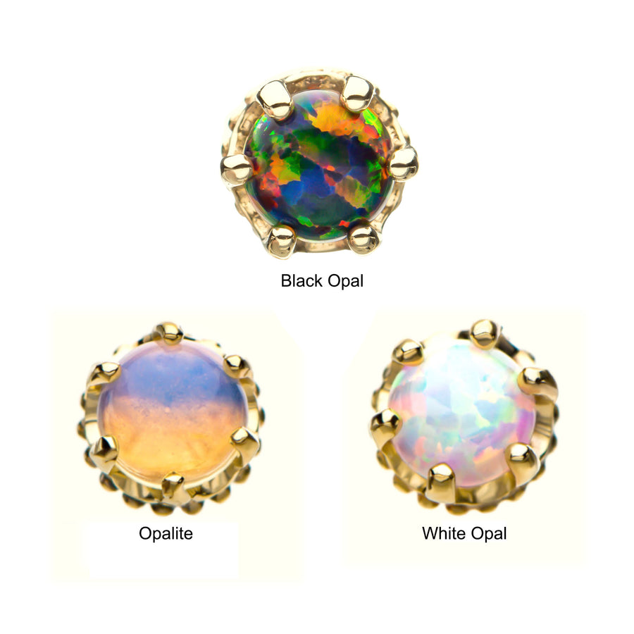 14kt Yellow Gold Threadless Crown Set Opal Top