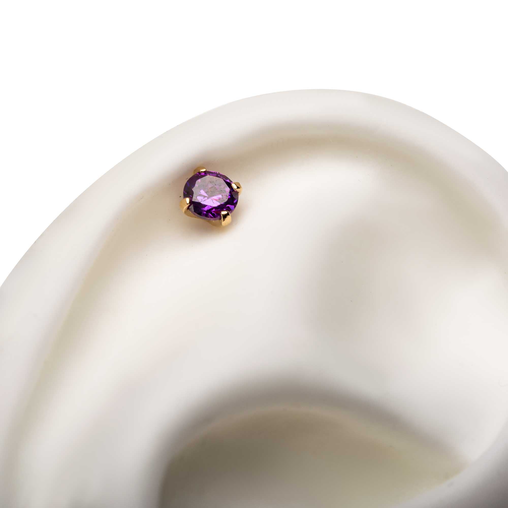 14kt Yellow Gold Threadless Prong Set Genuine Diamond Top