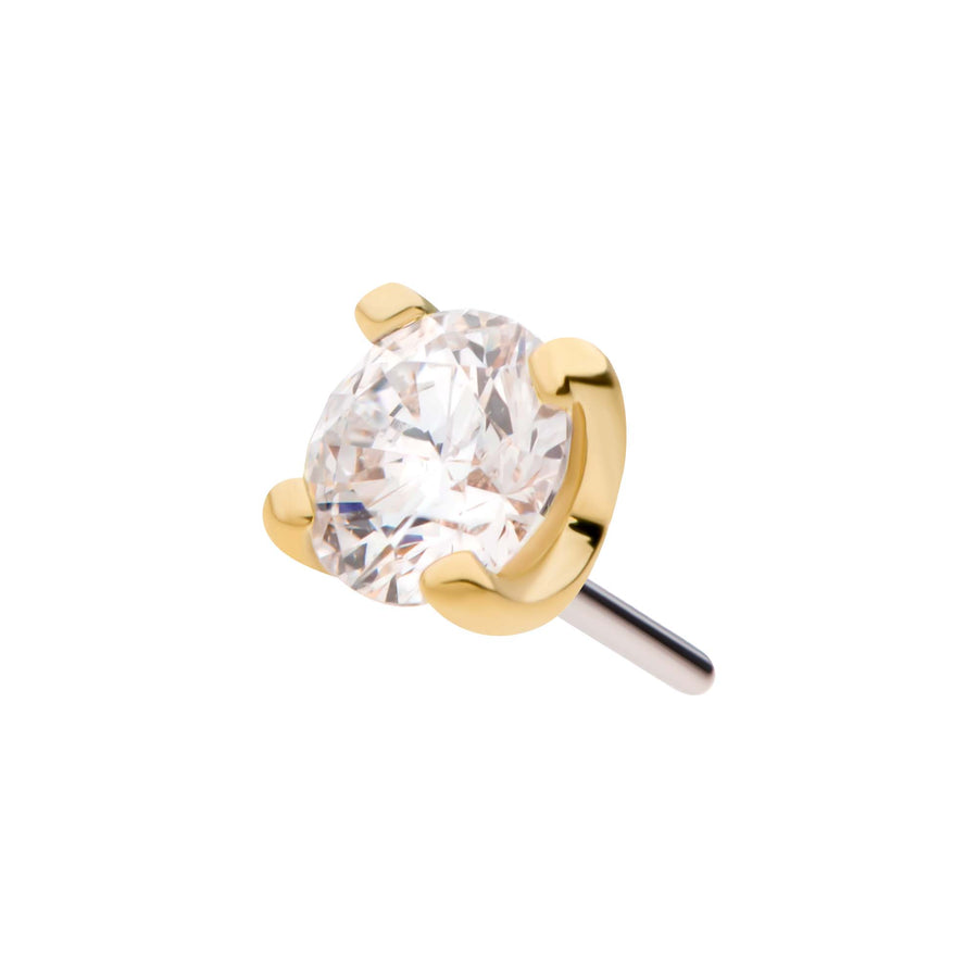 14kt Yellow Gold Threadless Prong Set Genuine Diamond Top