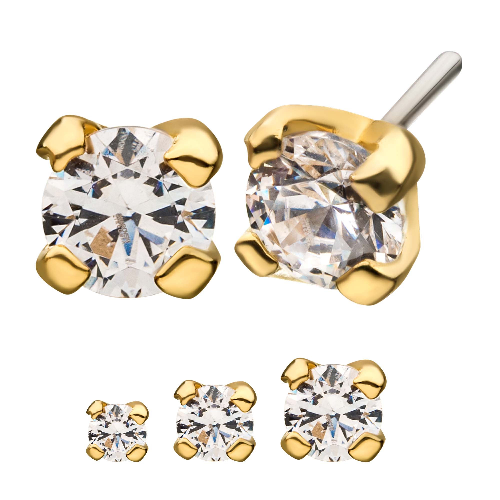 14kt Yellow Gold Threadless Prong Set Genuine Diamond Top