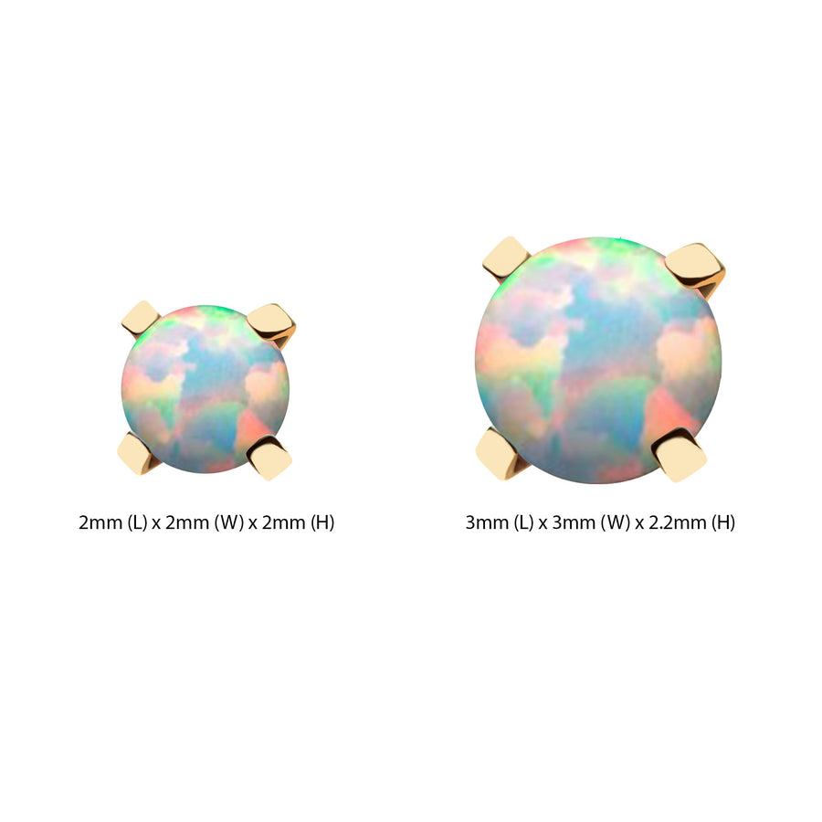 14kt Yellow Gold Threadless 4-Prong Set White Opal Top