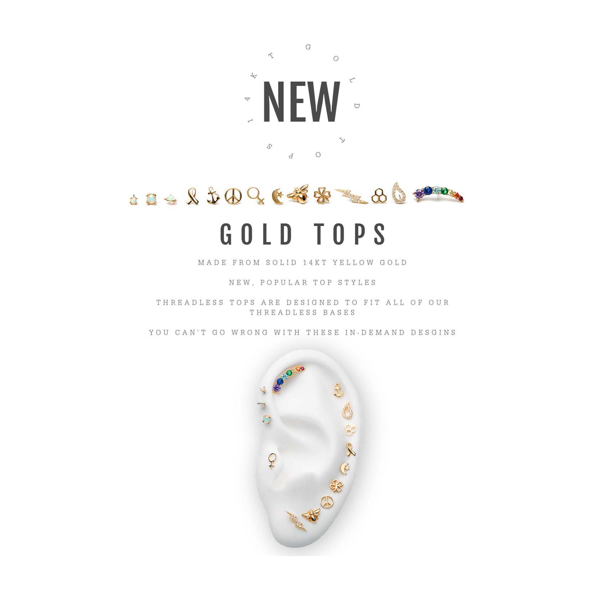 14kt Yellow Gold Threadless 4-Prong Set White Opal Top