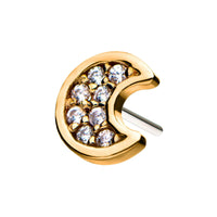 14kt Yellow Gold Threadless Multi-Clear CZ Crescent Moon Top
