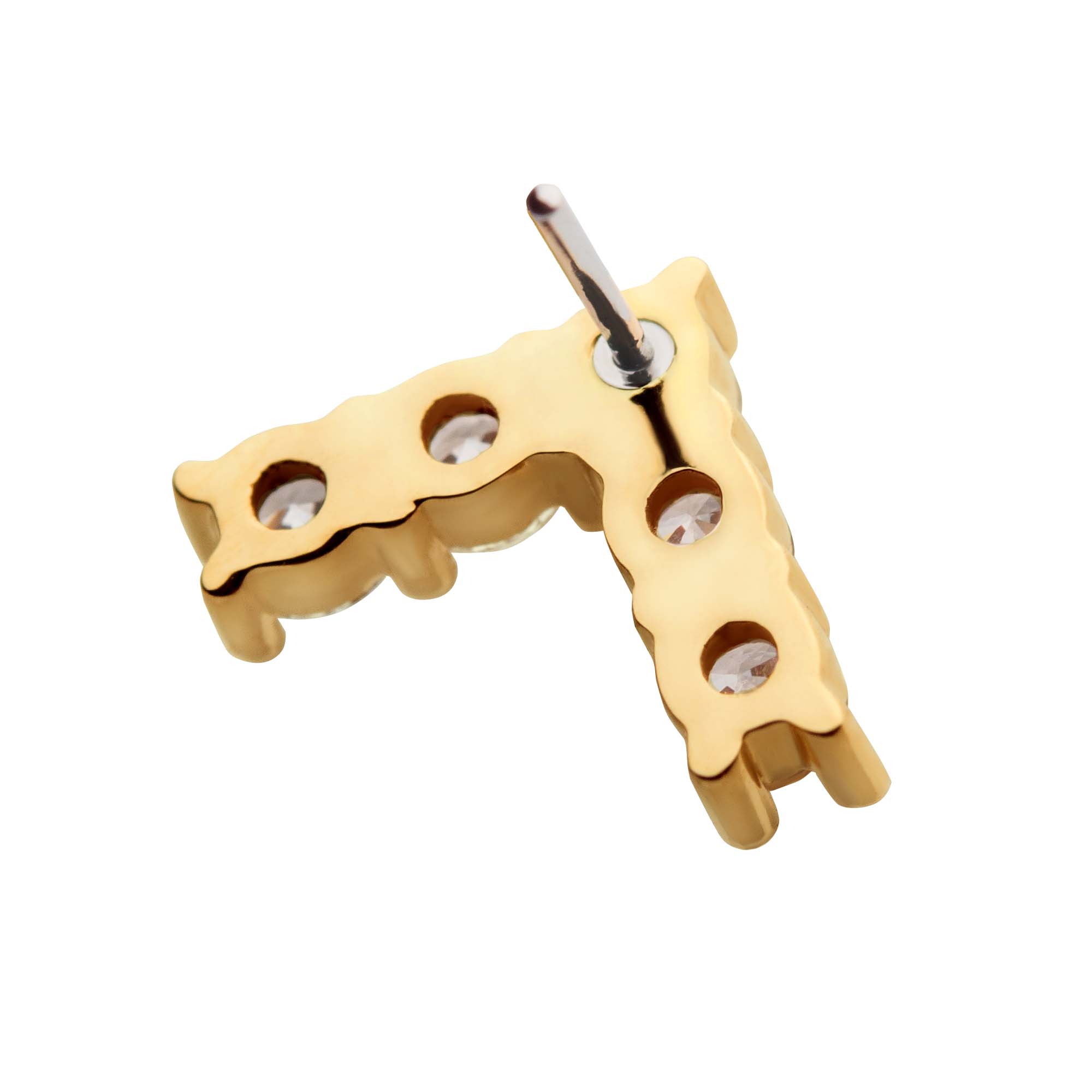 14kt Yellow Gold Threadless Prong Round Clear CZ Triangle Top