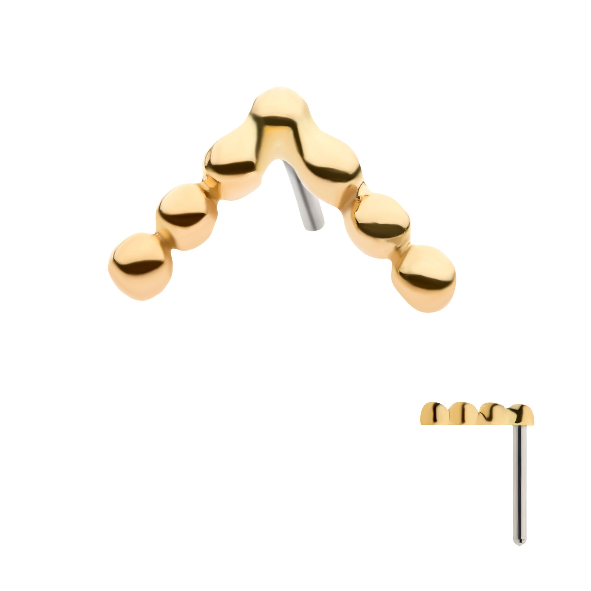 14kt Yellow Gold Threadless 7pcs Beads Triangle Top