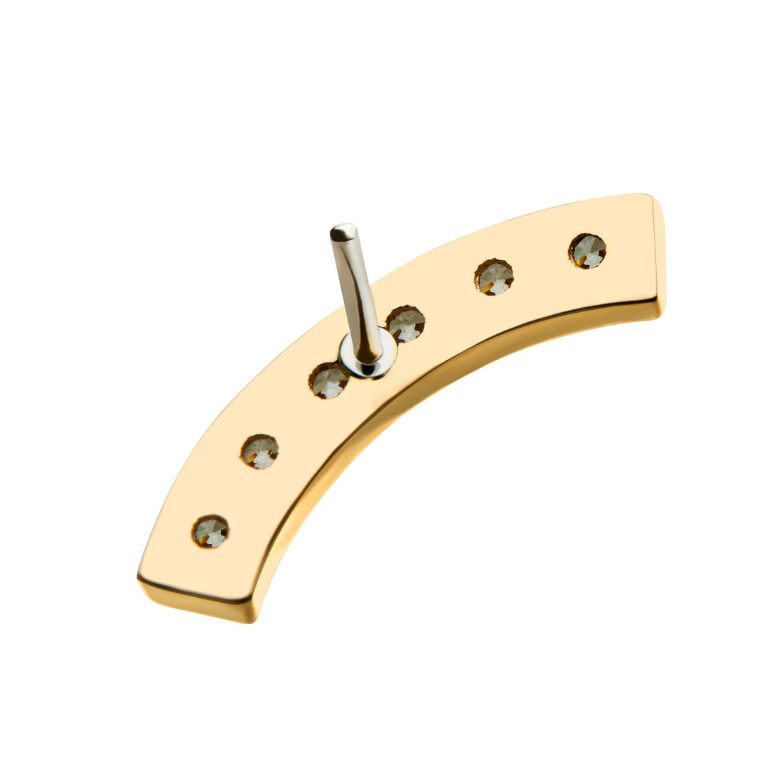 14kt Yellow Gold Threadless with Prong Set Clear CZ 6-Cluster Curved Bar Top